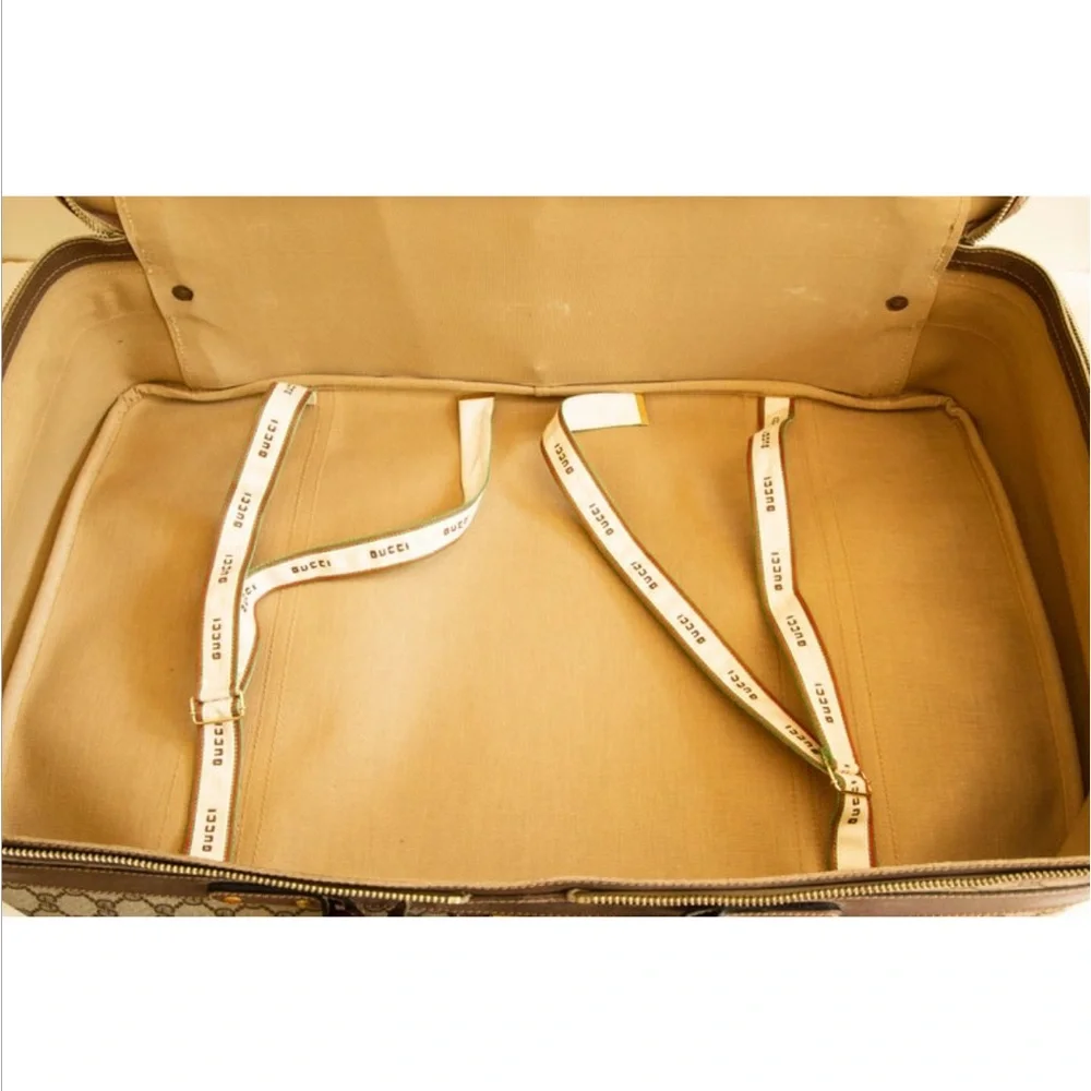 Must go!!XXL AUTHENTIC RARE 1970s Gucci Beige and Brown Travel Bag